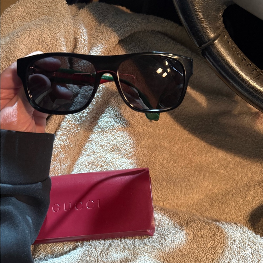 Gucci Black Sunglasses with Green Accents